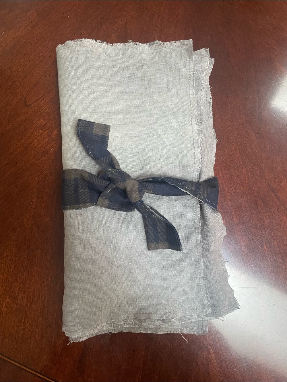 Set of 6 100% linen upcycled handmade linen fringe lunchbox napkins